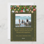 Festive Holly Garland | Gold Glitter Photo シーズンカード (裏面)