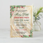 Festive Holly Gold Border Christmas Party 招待状 (スタンド正面)