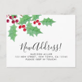 Festive Holly New Address Moving  案内ポストカード (正面)