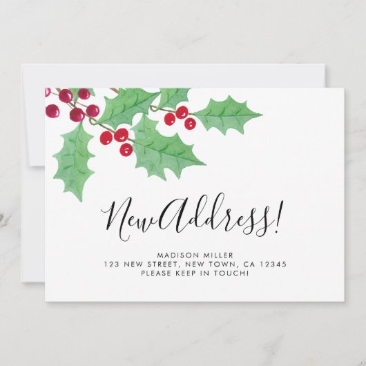 Festive Holly New Address Moving 案内状 (正面)