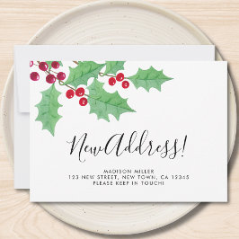 Festive Holly New Address Moving  案内状