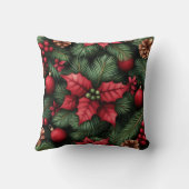 Festive Holly & Pine Christmas クッション (裏面)