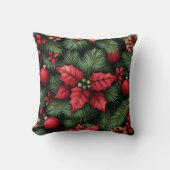 Festive Holly & Pine Christmas クッション (正面)