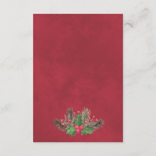 Festive Holly & Pine Wedding Details QR Code エンクロージャーカード (裏面)