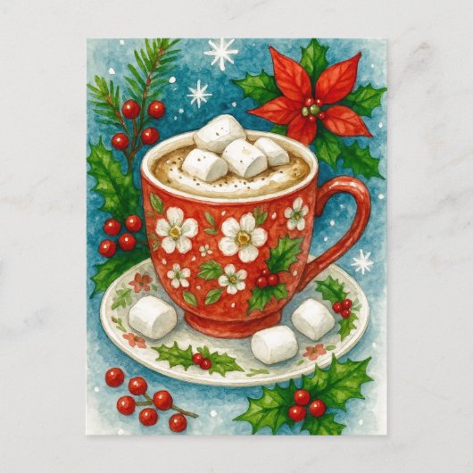 Festive Hot Cocoa Christmas Postcard シーズンポストカード (正面)