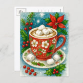 Festive Hot Cocoa Christmas Postcard シーズンポストカード (正面/裏面)