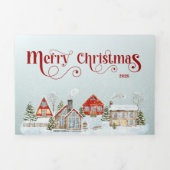 Festive Houses Trifold Christmas Holiday Card 三つ折り招待状 (カバー)