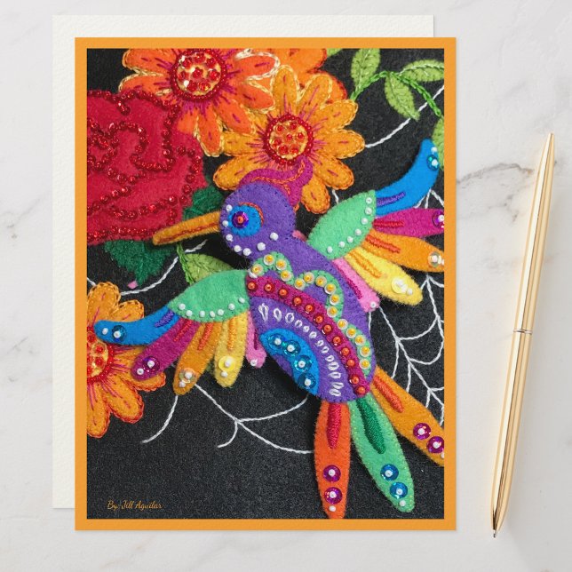 Festive Hummingbird Image of My Felt & Beadwork レターヘッド (クリエイターアップロード済み)