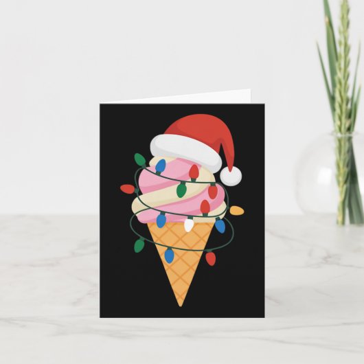 Festive Ice Cream With Christmas Lights And Santa カード (正面)