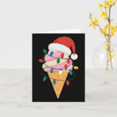 Festive Ice Cream With Christmas Lights And Santa カード (黄色い花)