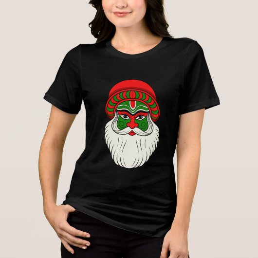 Festive Indian Santa Claus Print トライブレンドＴシャツ (正面)