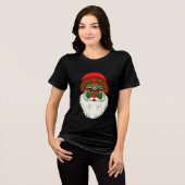 Festive Indian Santa Claus Print トライブレンドＴシャツ (正面全面)