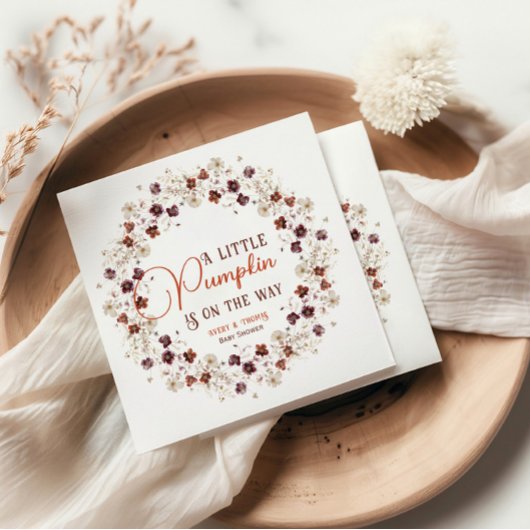 Festive Ivory Pumpkin Floral スタンダードカクテルナプキン