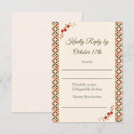 Festive Japanese Blossom RSVP Card (正面/裏面)