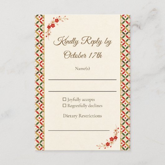 Festive Japanese Blossom RSVP Card (正面)