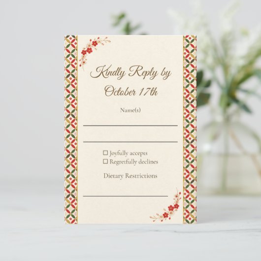 Festive Japanese Blossom RSVP Card (スタンド正面)