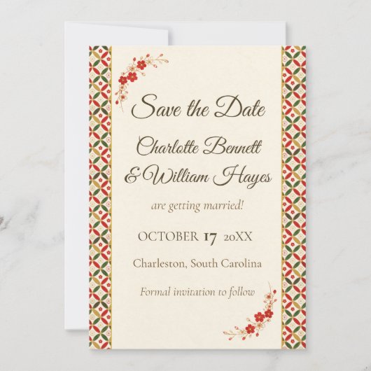Festive Japanese Blossom Save the Date セーブザデート (正面)