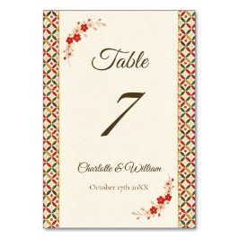 Festive Japanese Blossom Table Number テーブルナンバー
