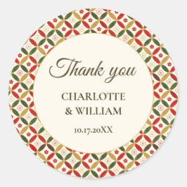 Festive Japanese Blossom Thank You Sticker ラウンドシール