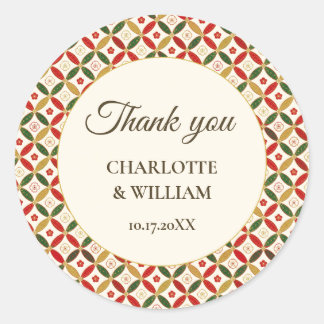Festive Japanese Blossom Thank You Sticker ラウンドシール