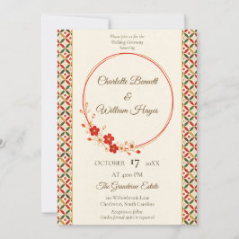 Festive Japanese Blossom Wedding Invitation 招待状