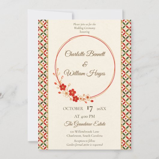 Festive Japanese Blossom Wedding Invitation 招待状 (正面)