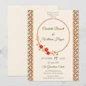 Festive Japanese Blossom Wedding Invitation 招待状 (正面/裏面)
