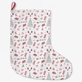 Festive Joy Christmas – Santa, Reindeer & Ho Ho Ho ラージクリスマスストッキング