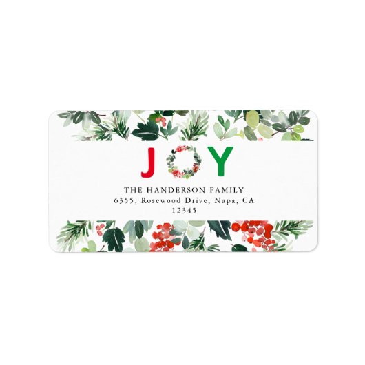 Festive Joy Elegant Return Address Label ラベル (正面)