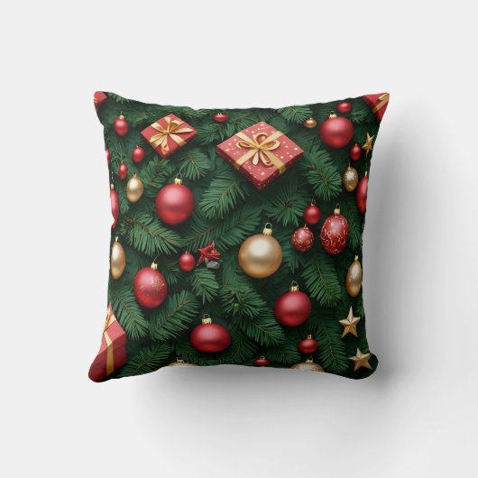 "Festive Joy — Red & Gold Christmas Magic" クッション (裏面)