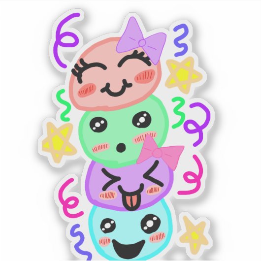 Festive Joy Stack - Hand-Drawn Vinyl Sticker for F シール (正面)