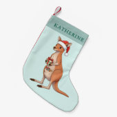Festive Kangaroo With Santa Hat Christmas Holidays スモールクリスマスストッキング (正面 (吊り時))
