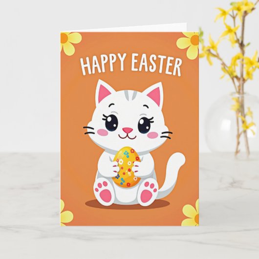 Festive Kitty Happy Egg Card カード (黄色い花)