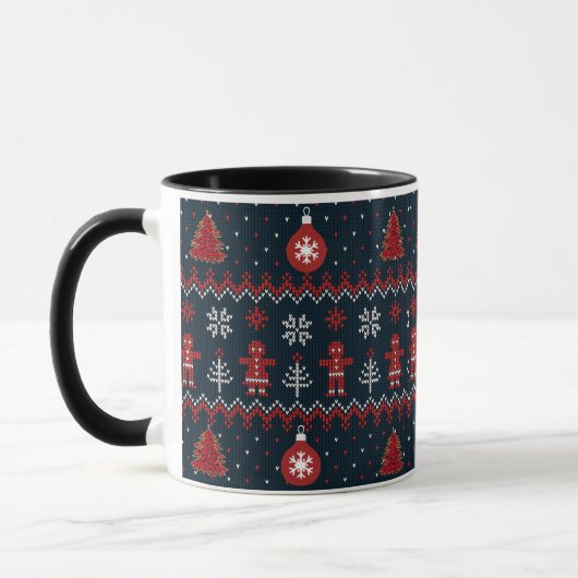 Festive knitted ginger bread snow flakes  mug マグカップ (左)