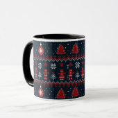 Festive knitted ginger bread snow flakes  mug マグカップ (正面左)
