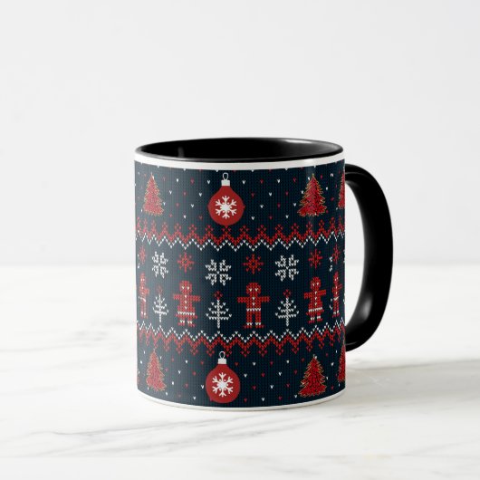 Festive knitted ginger bread snow flakes  mug マグカップ (正面右)
