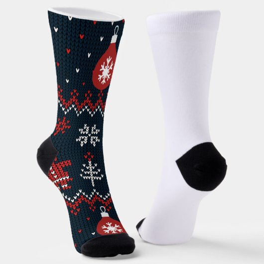 Festive Knitted Snowflakes gingerbread pattern  ソックス (傾斜あり)