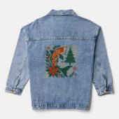 Festive Koi Christmas Art Women’s Denim Jacket デニムジャケット (裏面)