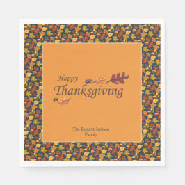 Festive Leaf Pattern Happy Thanksgiving Party スタンダードランチョンナプキン
