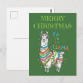 Festive Llama with Christmas Lights ポストカード (正面/裏面)