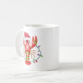 Festive Lobster Christmas Mug with Santa Hat コーヒーマグカップ (正面左)