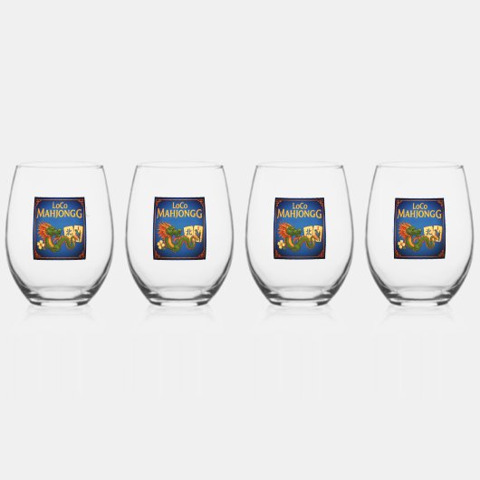 Festive LoCo Mah Jongg Wine Glasses ステムなしワイングラス (正面)