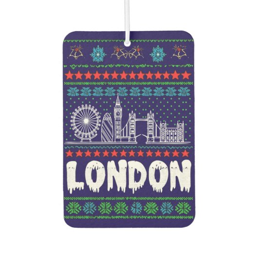 Festive London United Kingdom Ugly Christmas カーエアーフレッシュナー (正面)
