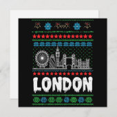 Festive London United Kingdom Ugly Christmas  サンキューカード (正面/裏面)