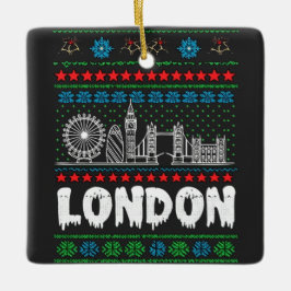 Festive London United Kingdom Ugly Christmas セラミックオーナメント