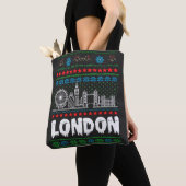 Festive London United Kingdom Ugly Christmas トートバッグ (クローズアップ)