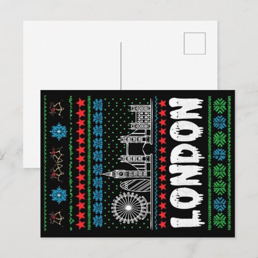 Festive London United Kingdom Ugly Christmas  ポストカード (正面/裏面)
