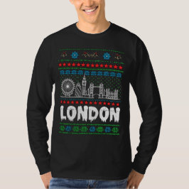Festive London United Kingdom Ugly Christmas Tシャツ