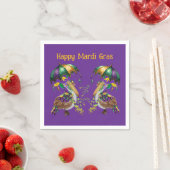 Festive Louisiana Pelican Mardi Gras スタンダードカクテルナプキン (インサイチュ)