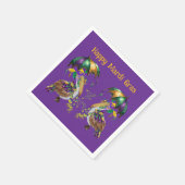 Festive Louisiana Pelican Mardi Gras スタンダードカクテルナプキン (角)